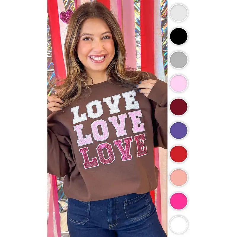 Ombre Sequin Love Valentines Graphic Sweatshirt T-Shirts, Hoodie | DripVista.com