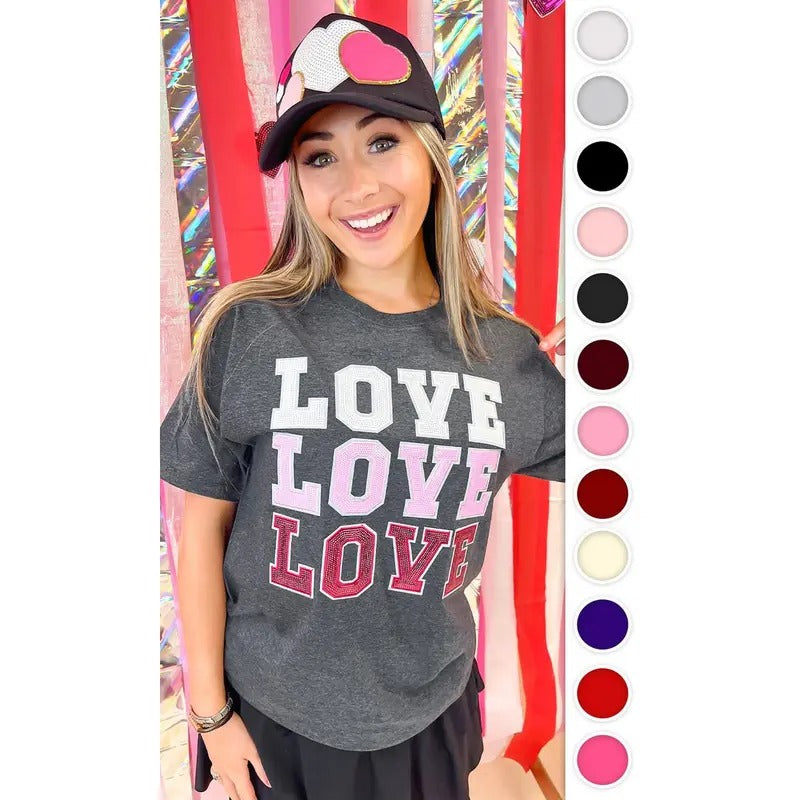 Ombre Sequin Love Valentines Graphic T-Shirt Hoodie, Sweatshirt | DripVista.com