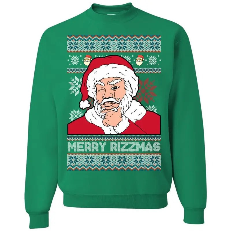 OnCoast Merry Rizzmas | Ugly Christmas Sweater | Funny Christmas Sweater | Holiday Crewneck Sweater T-Shirts, Hoodie,...