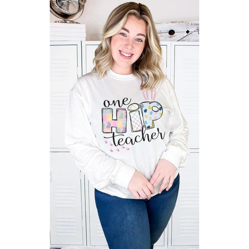 One Hip Teach Easter Long Sleeve T-Shirt Hoodie, Sweatshirt | DripVista.com