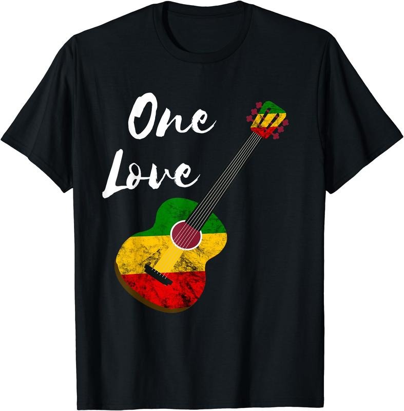 One Love Reggae Guitar Rastafari Roots Rasta Reggae T-Shirt Hoodie, Sweatshirt | DripVista.com