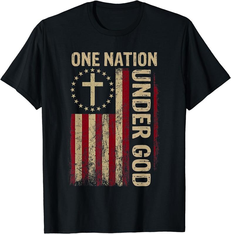 One Nation Under God Flag 4th Of July Patriotic Christian T-Shirt Hoodie, Sweatshirt | DripVista.com