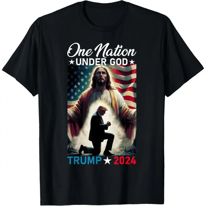 One Nation Under God Trump 2024 God American Flag Christian T-Shirt made in usa Hoodie, Sweatshirt | DripVista.com