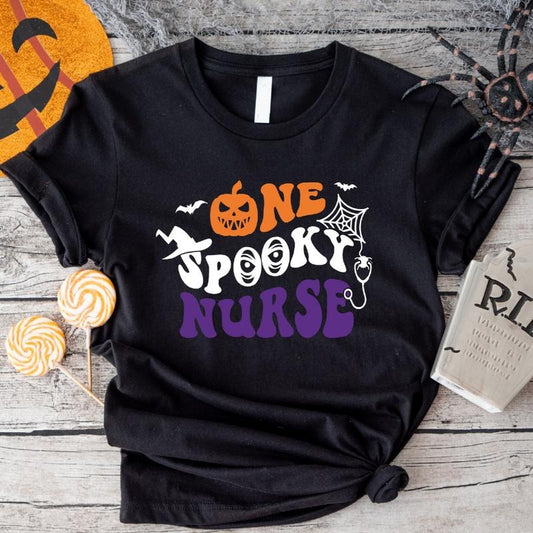 One Spooky Nurse T-Shirt, Spooky Nurse Gift Tee, Matching Halloween Nurse Crew Shirt, Unisex Nursing Student Tee, Spooky Season Shirt