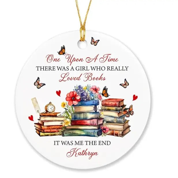One Upon A Time There was A Girl Who Really Loved Books Ornament, Personalized Books Christmas Ornament T-Shirts, Hoodie,...