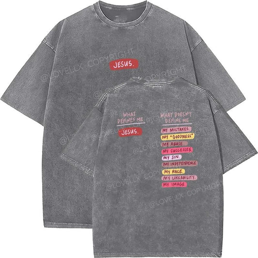 Only Jesus Can Define Me Unisex Washed T-Shirt, Christian t shirts, Vintage 90s Graphic Tee, Gift Top Womenswear Cotton Mineral Color