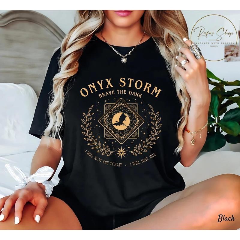 Onyx Storm Brave The Dark Shirt, Fantasy Book Shirt, Reading Lover Tee, Dragon Lover Gift, Fourth Wing Shirt, Dragon Rider