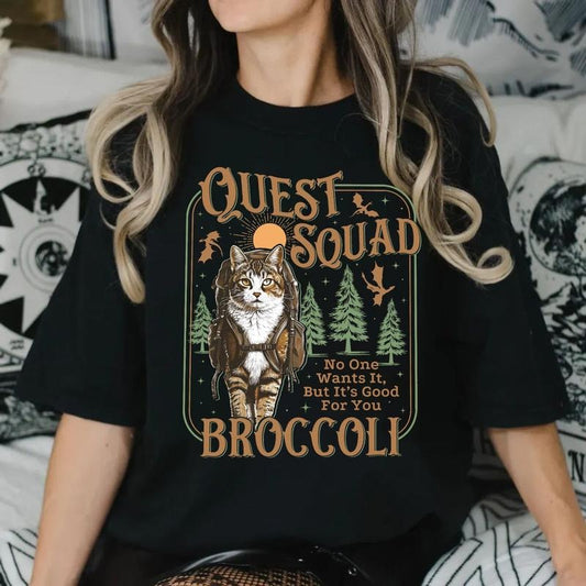 Onyx Storm Shirt Quest Squad Broccoli Tee Fourth Wing Merch Xaden Riorson Clothes Violet Bookish Top Romantasy Fan Ridoc Dragon Rider Unisex Tee