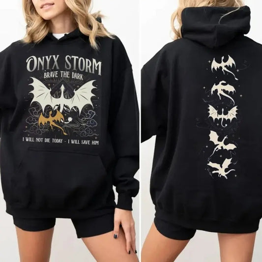 Onyx Storm Sweatshirt, Dragon Rider Shirt, Fourth Wing Hoodie, Basgiath War College, Fantasy Readers Tshirt, Brave The Dark Hoodie, Unisex Sweater Pullover Tee