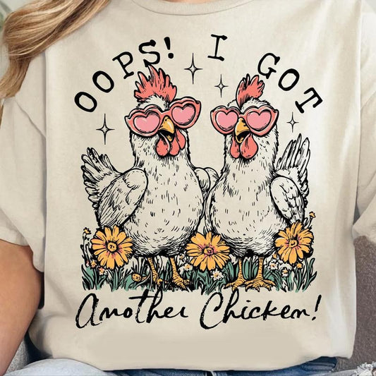 Oops I Got Another Chicken Funny Shirt, Adult Humor Farm Animal Tee, Rustic Farmhouse Chicken Lover Gift, Cute Country Floral Hen Tee
