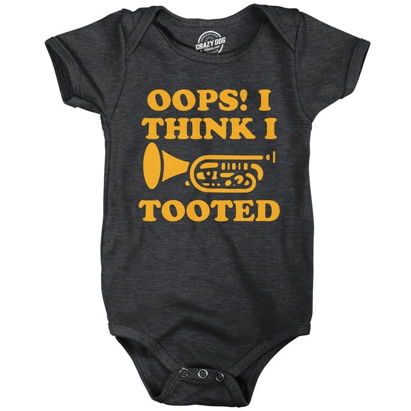 Oops I Think I Tooted Baby Bodysuit Funny Sarcastic Trumpet Graphic Novelty Jumper for Infants Funny Baby Onesies Funny...