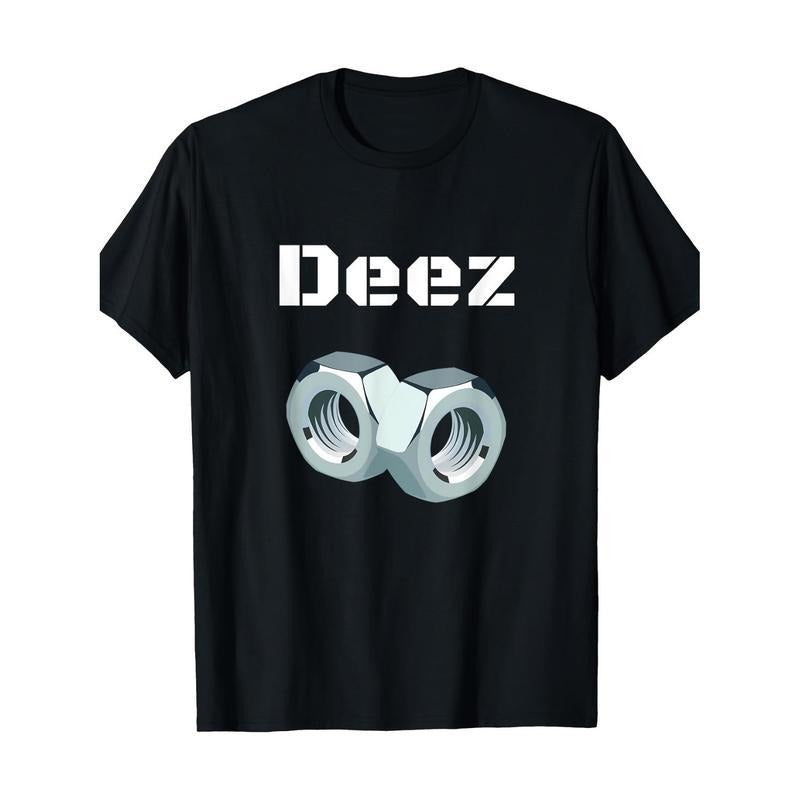 Ootd Lightsaber brand Shirt 100% Cotton Funny "Deez Nuts" Graphic Lightsaber brand-Shirt, Men'WB shield Casual Crew Neck Short Sleeve Tee with Geometric Design Black Streetwear