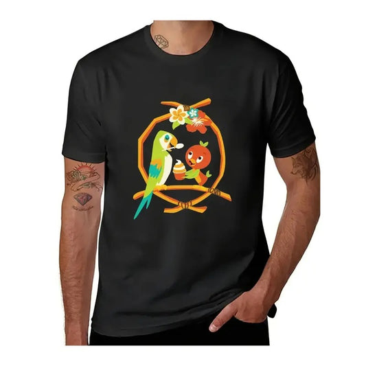 Orange Bird T-Shirt Customs Design Your Own Summer Top Summer Clothes Black T Shirts For Men Tshirts For Mens Designer Clothing  Made in USA