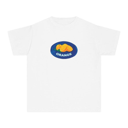 Orange Fruit Sticker Baby Tee, Cute Fruit Tee, Cottagecore Babytee, Coquette Tshirt, Retro Graphic Aesthetic, Y2k 90s Style Cotton