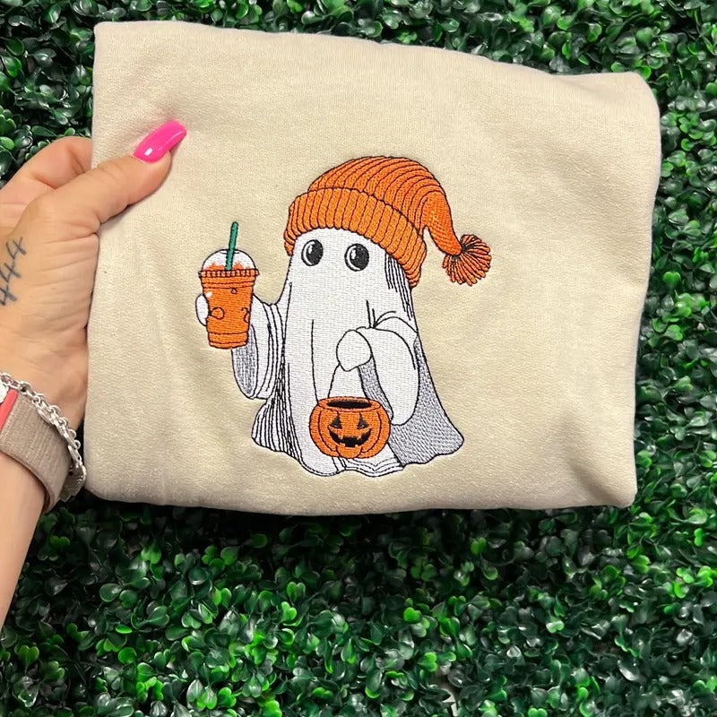 Orange embroidered iced coffee sweater T-Shirts, Hoodie, Sweatshirt | DripVista.com