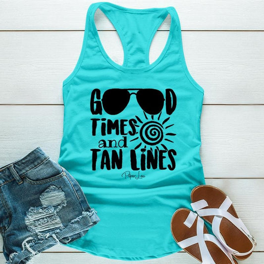 Good Times And Tan Lines Apparel, Proudly Printed In The USA, Tee / Tank / V Neck Gray / White / Blue / Hot Pink / Orange, #sassy #cute #blackprint