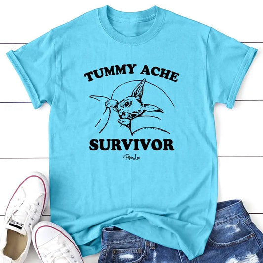 Tummy Ache Survivor Apparel, Proudly Printed In The USA, Tee / Tank / V Neck Gray / White / Blue / Hot Pink / Orange, #sassy #cute #blackprint