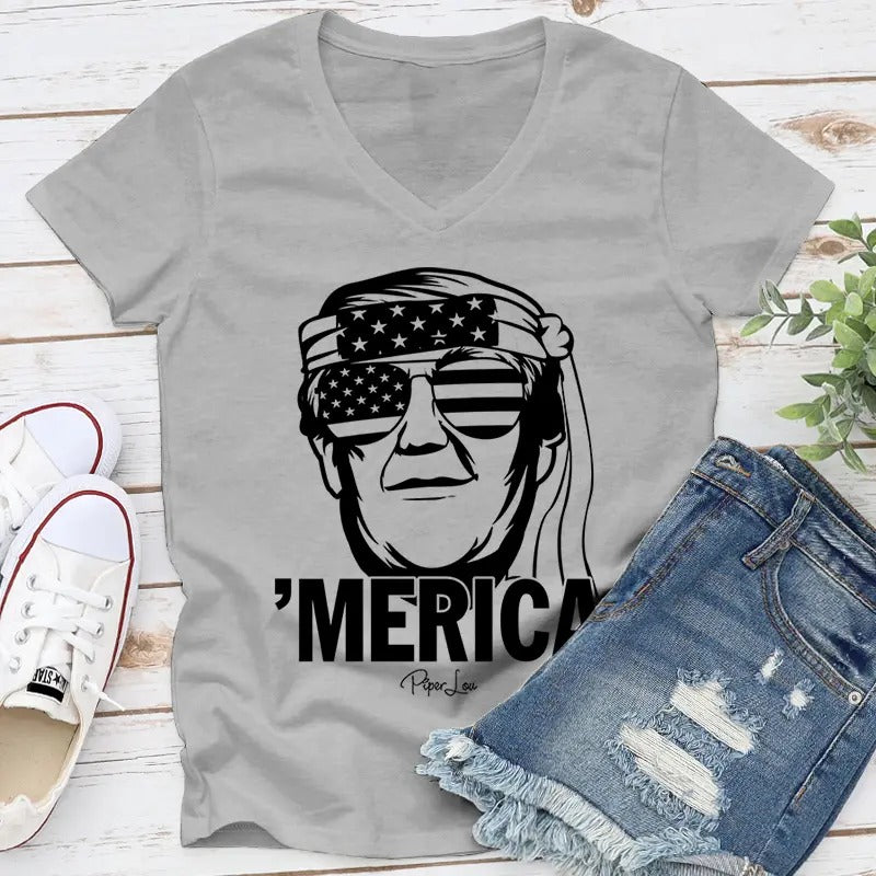 Merica Bandana Apparel, Proudly Printed In The USA, Tee / Tank / V Neck Gray / White / Blue / Hot Pink / Orange, #sassy...