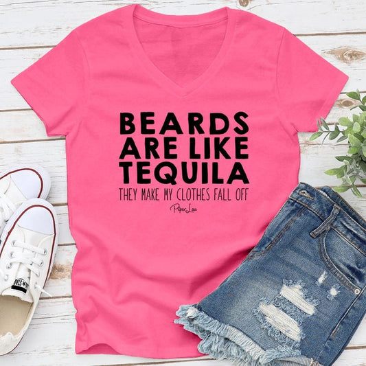 Beards Are Like Tequila Apparel, Proudly Printed In The USA, Tee / Tank / V Neck Gray / White / Blue / Hot Pink / Orange, #sassy #cute #blackprint