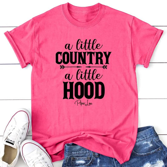 A Little Country A Little Hood Apparel, Proudly Printed In The USA, Tee / Tank / V Neck Gray / White / Blue / Hot Pink / Orange, #sassy #cute #blackprint