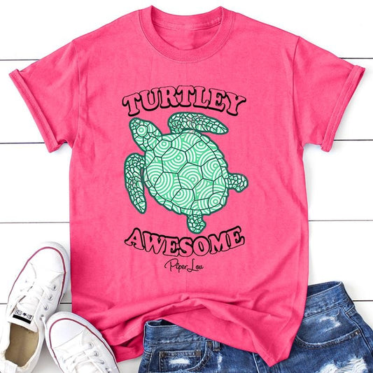 Turtley Awesome Apparel, Proudly Printed In The USA, Tee / Tank / V Neck Gray / White / Blue / Hot Pink / Orange, #sassy #cute #colorprint