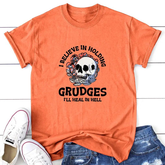 Holding Grudges Apparel, Proudly Printed In The USA, Tee, Gray / White / Blue / Orange, #sassy #cute