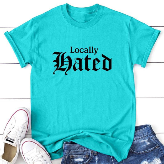 Locally Hated Apparel, Proudly Printed In The USA, Tee, Gray / White / Blue / Orange, #sassy #cute