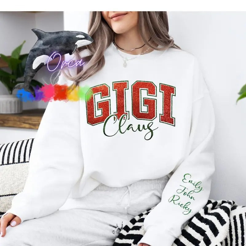 Orca ~ Custom Christmas Glitter Sweatshirts ~ Unisex ~ Small - 4XL ~ Christmas Gift Womenswear Casual T-Shirts, Hoodie