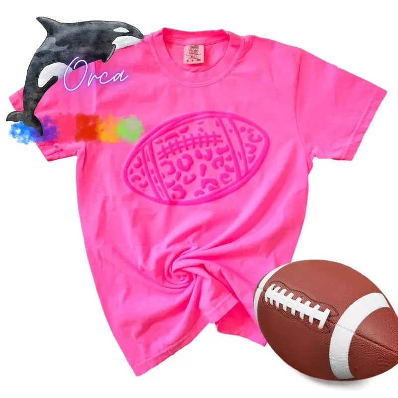 Orca ~ FOOTBALL Comfort Colors Unisex T-shirt with Puff ~ Small - 4XL Hoodie, Sweatshirt | DripVista.com