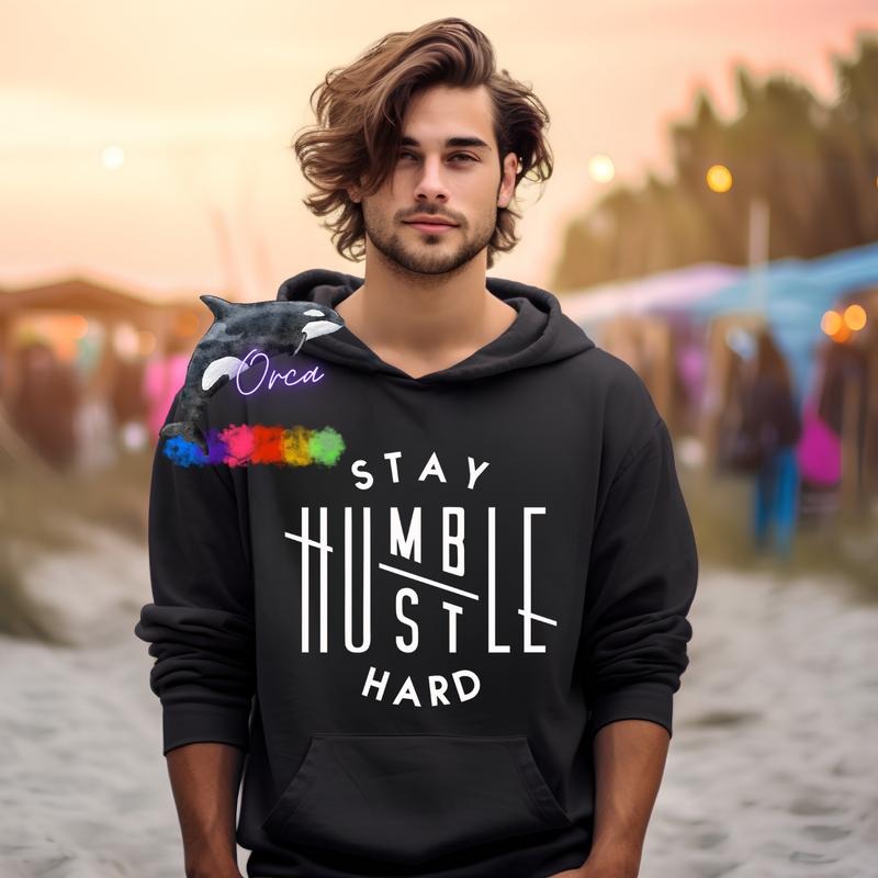 Orca ~ STAY HUMBLE. HUSTLE HARD. Unisex Comfort Colors T-shirt ~ Small - 4XL           Menswear Casual T-shirt Hoodie,...