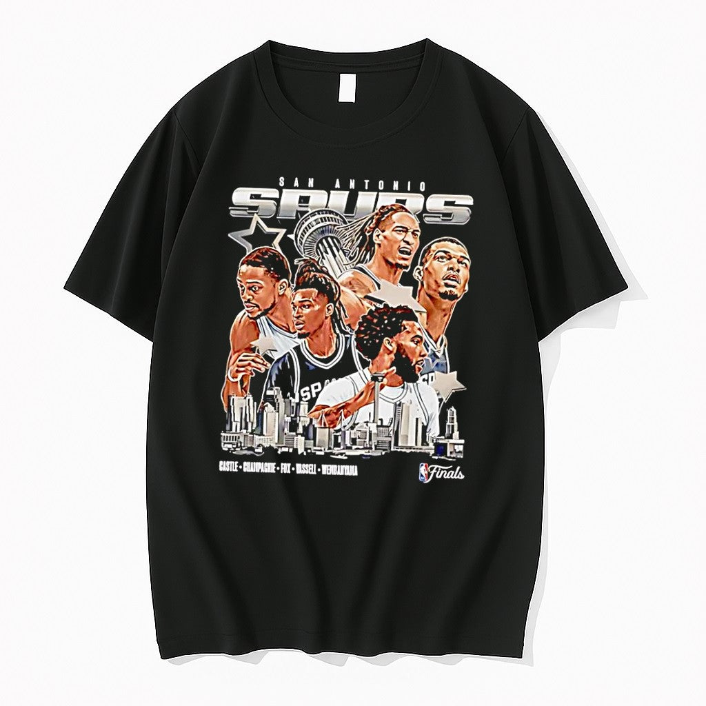 Original Castle Champagnie Fox Vassell Wembanyama San Antonio Spurs Black Tshirts
