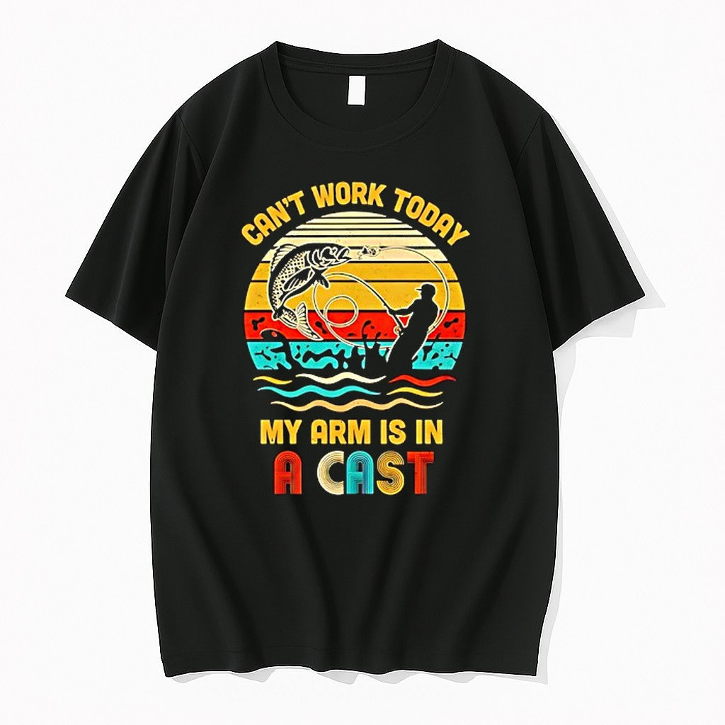 Original Fishing Cant Work Today My Arm Is In A Cast Tshirts Jpg