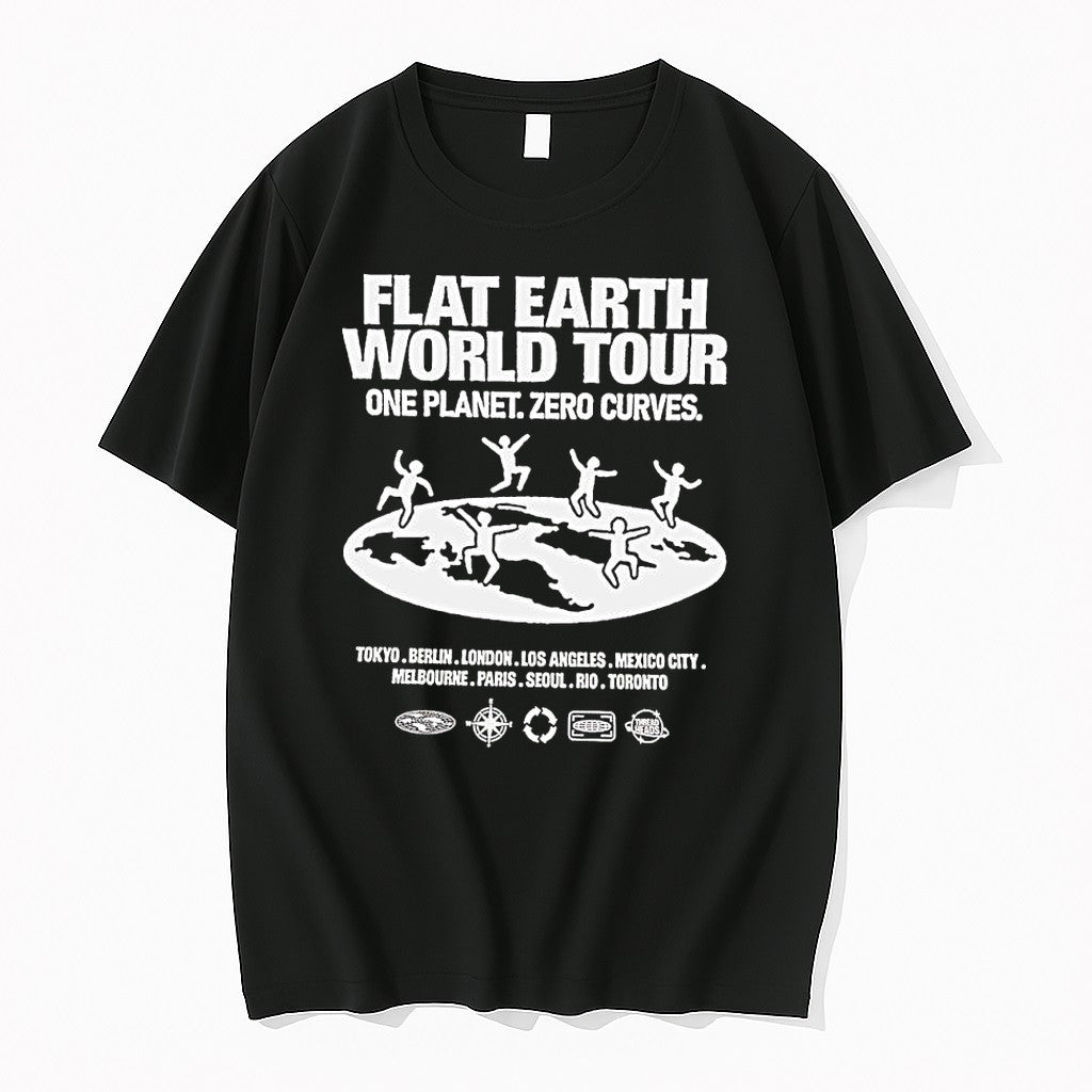 Original Flat Earth World Tour One Planet Zero Curves 2026 Tshirts Jpg