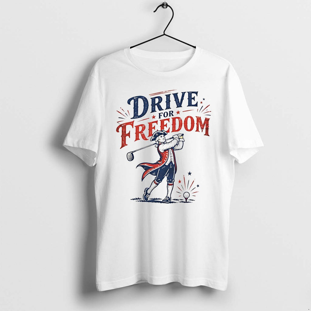 Original George Washington Playing Golf Drive For Freedom 4th Of July Patriotic Tshirts