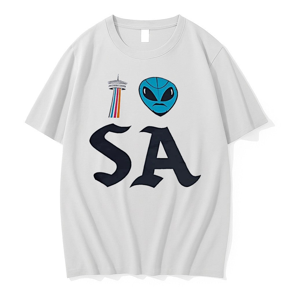 Original I Love Sa San Antonio Tower Alien Head White Tshirts Jpg