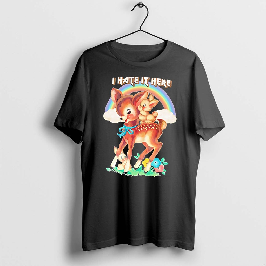 Original I Hate It Here Cartoon Deer Vintage Tee Tshirts Jpg