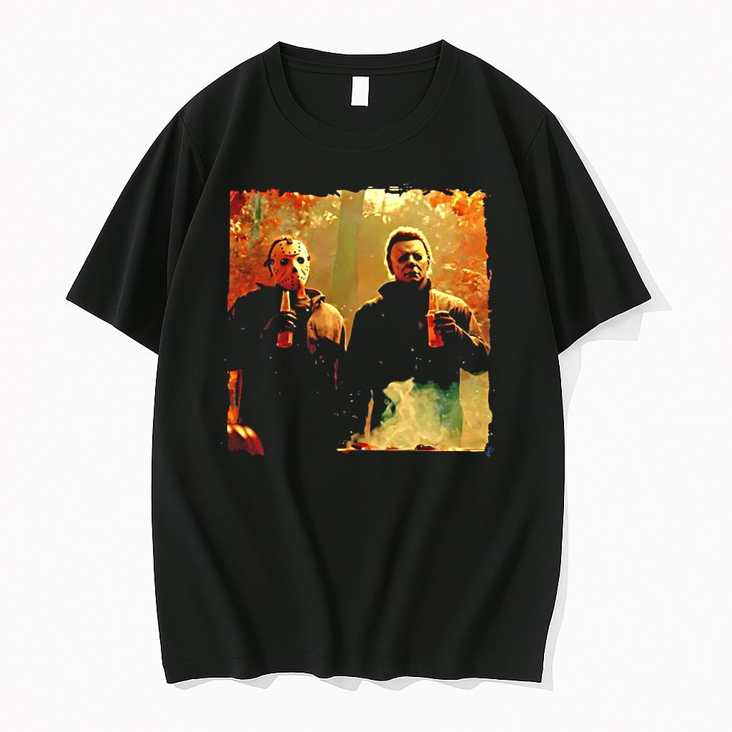 Original Jason Voorhees And Michael Myers Friday The 13th Halloween Horror Movie Grill Tshirts