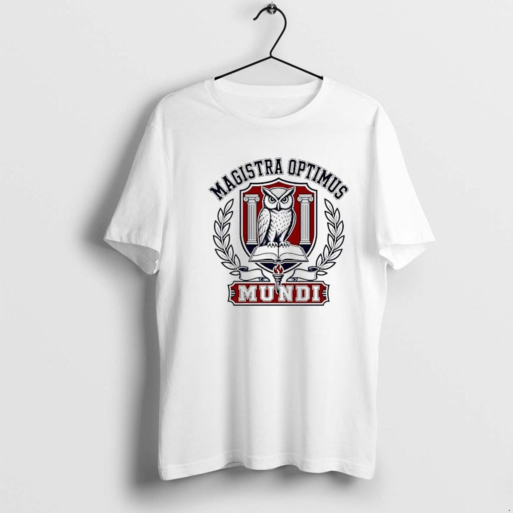 Original Magistra Optimus Mundi Owl And Book Wisdom Logo Tshirts Jpg