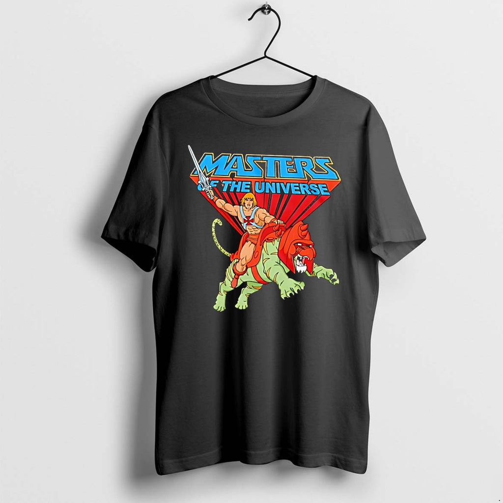 Original Masters Of The Universe He Man Riding Battle Cat Black Tshirts Jpg