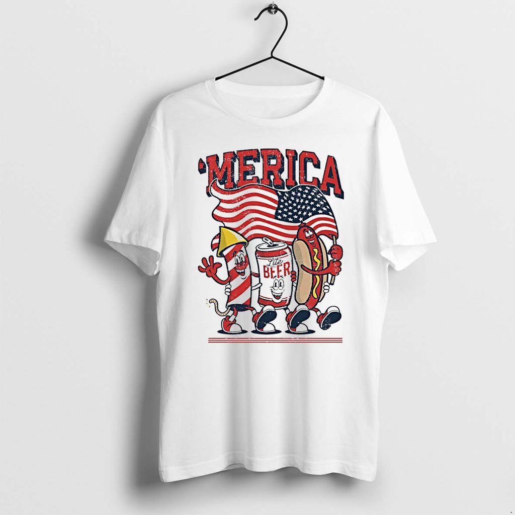 Original Merica Lite Beer Hot Sog Usa 4th Of July Tshirts Jpg