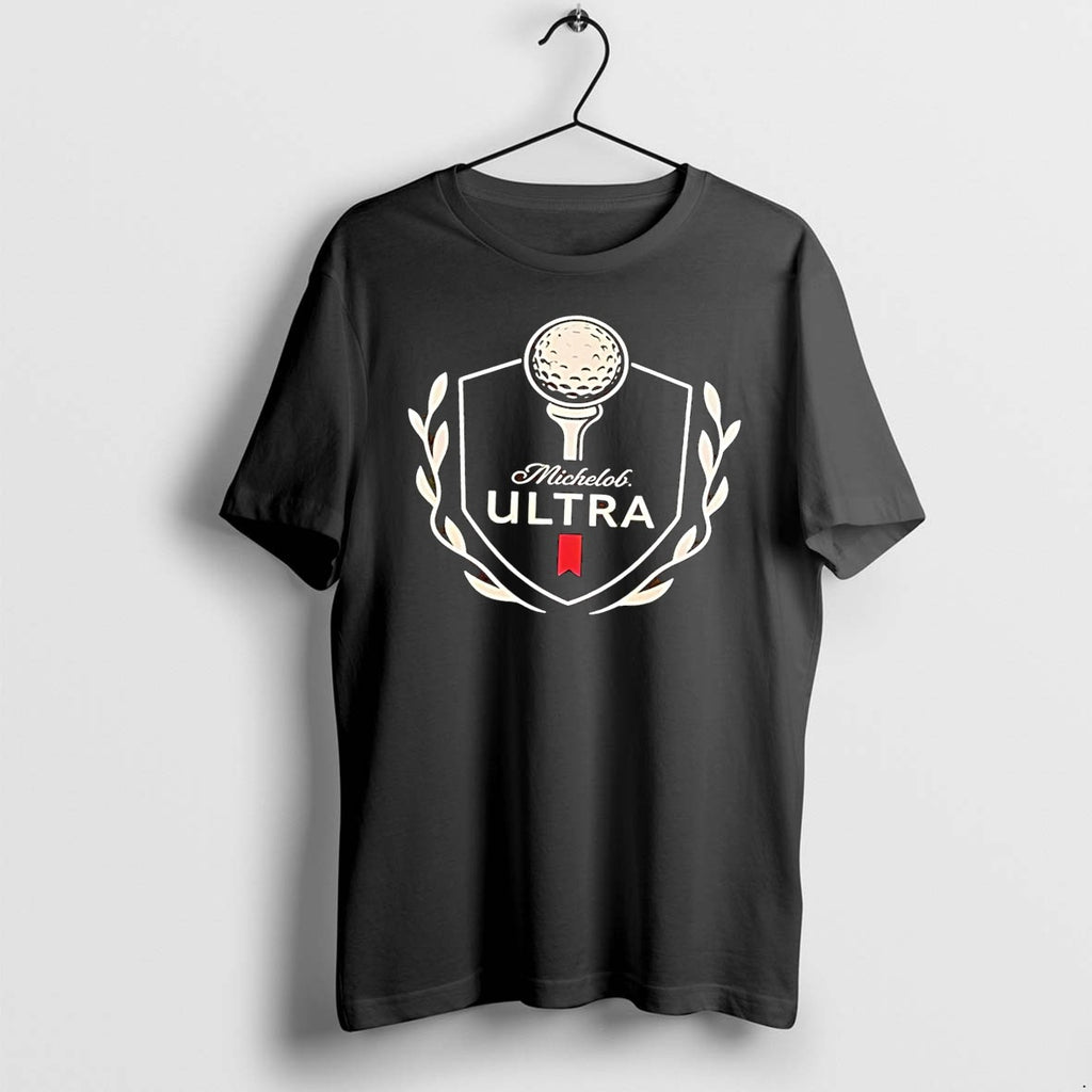 Original Michelob Ultra Golf Ball Shield Logo Apparel Black Tshirts Jpg