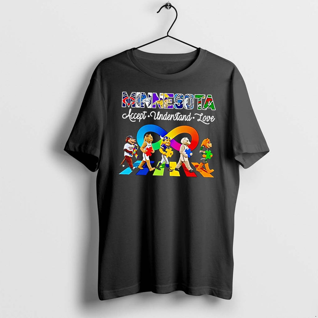 Original Minnesota Accept Understand Love Rainbow Infinity Sign Mascots Puzzles Black Tshirts