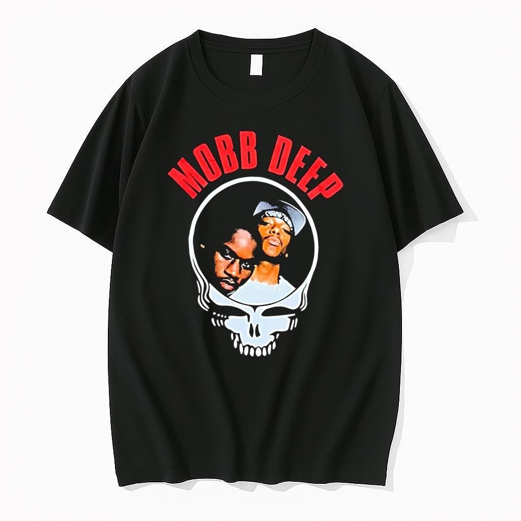 Original Mobb Deep Grateful Dead Steal Your Face Skull Black Tshirts Jpg