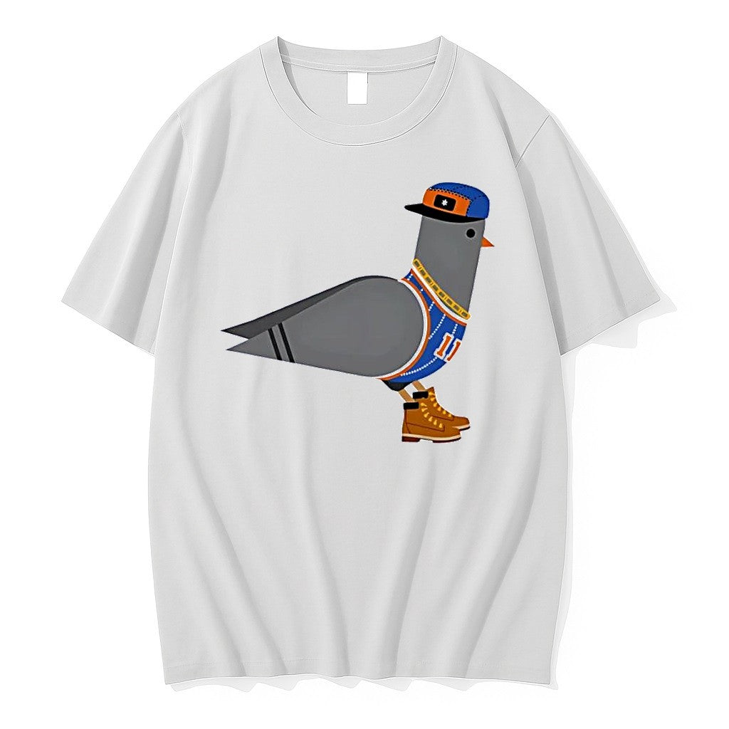 Original New York Basketball Pigeon Wearing Hat Number 11 White Tshirts Jpg