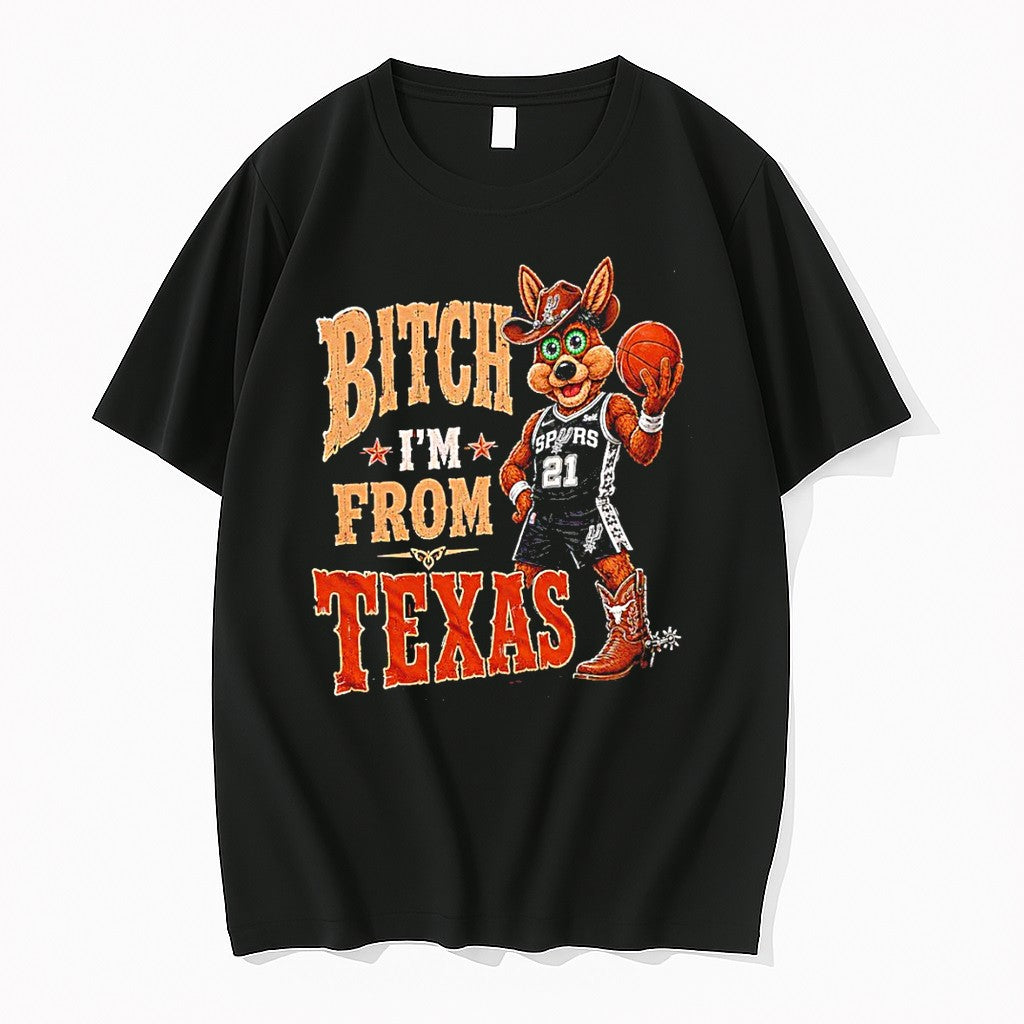 Original San Antonio Spurs Coyote Basketball Fan Bitch Im From Texas Cowgirl Boot Tshirts
