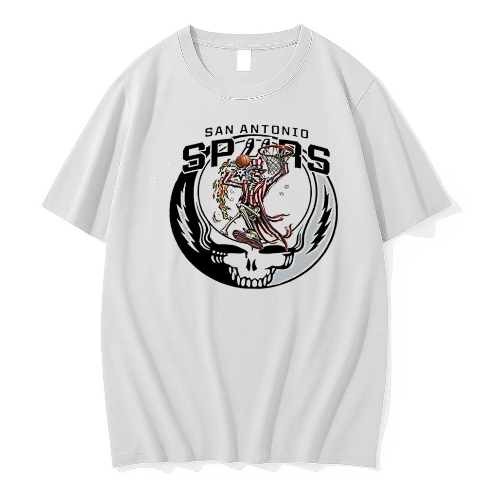 Original San Antonio Spurs Grateful Dead Steal Your Face Skull Logo Tee Tshirts