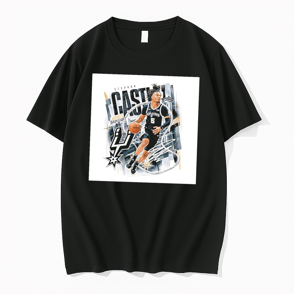 Original San Antonio Spurs Stephon Castle Skyline Background Tee Tshirts Jpg