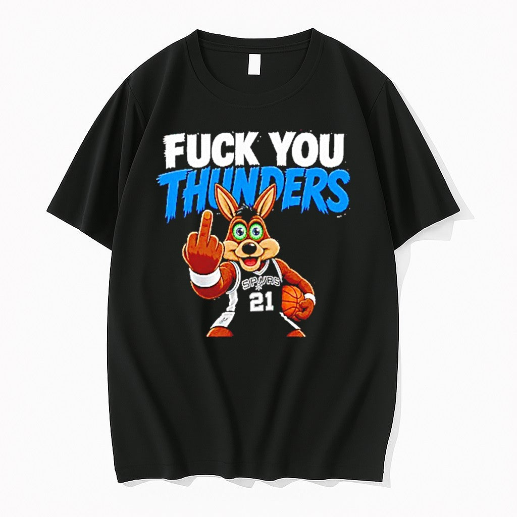 Original San Antonio Spurs The Coyote Mascot Middle Finger Fuck You Thunders Tshirts