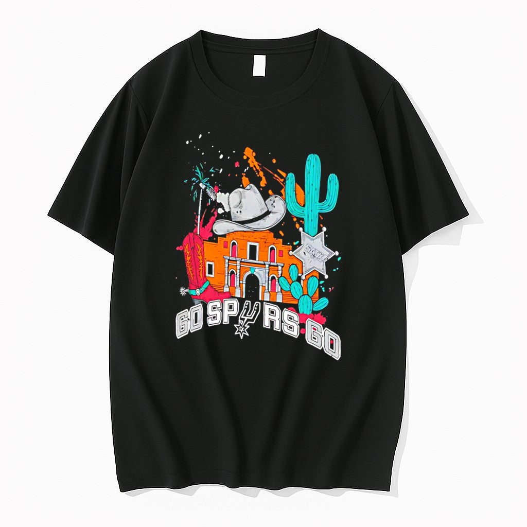 Original San Antonio Spurs Remember The Spurs Colorful Alamo Graphic Tee Tshirts
