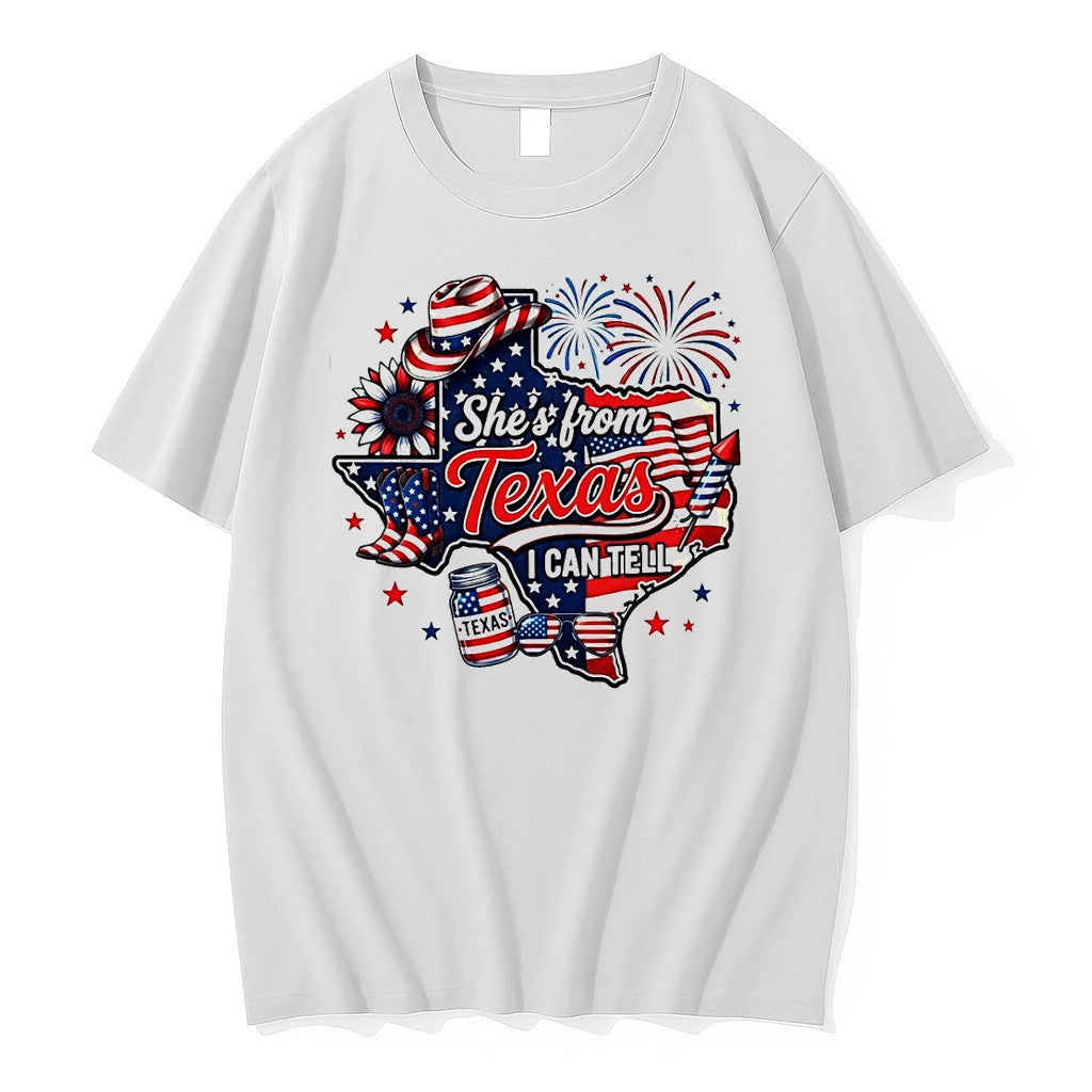 Original Shes From Texas Map Sunflower Cowboy Firework Flag Sunglasses 4th Of July Tshirts